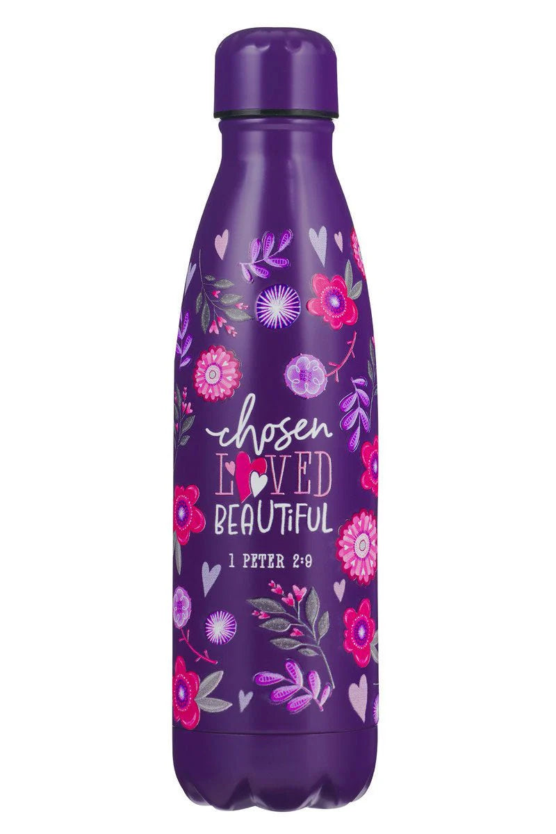 Chosen Loved Beautiful Purple 17oz Stainless Steel Water Bottle