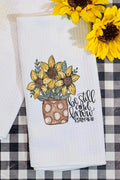 Sunflower Be Still And Know Waffle Kitchen Towel
