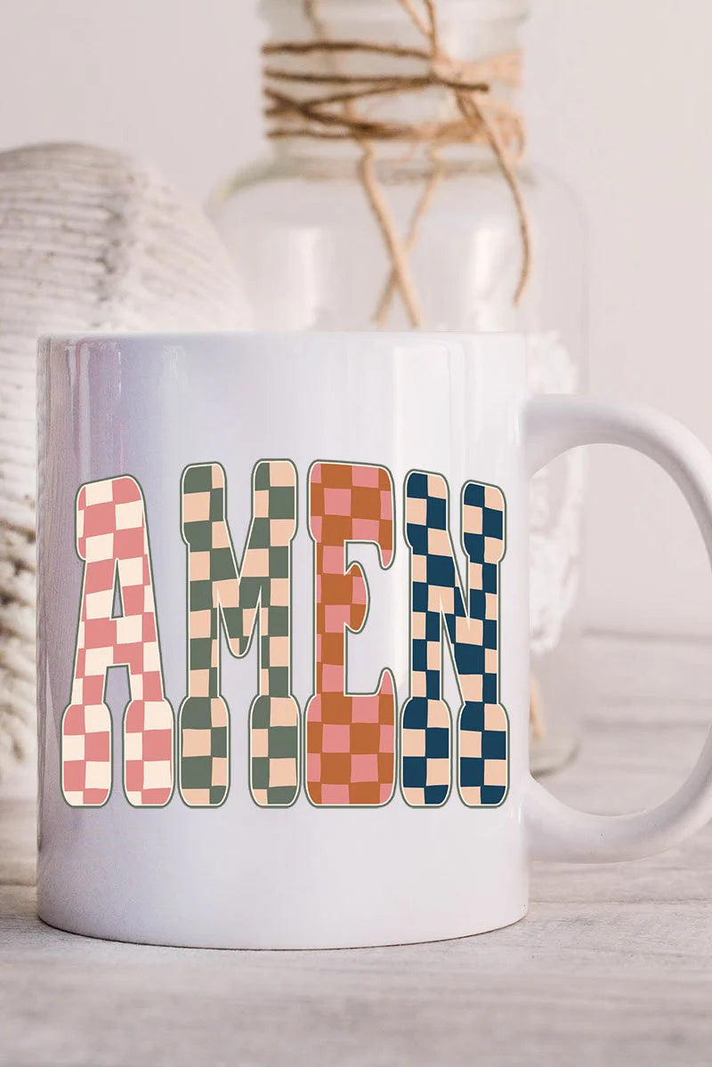 Checkered Amen 15oz Ceramic Mug